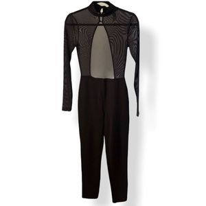 Forever 21 Sheer Mesh Jumpsuit Black Size M